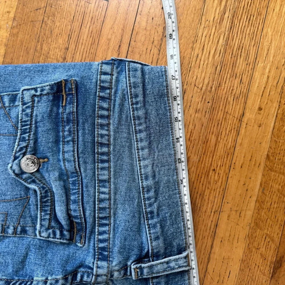 True Religion Ricki Relaxed Straight Mens 34 Blue Horseshoe Flap Pocket Jeans